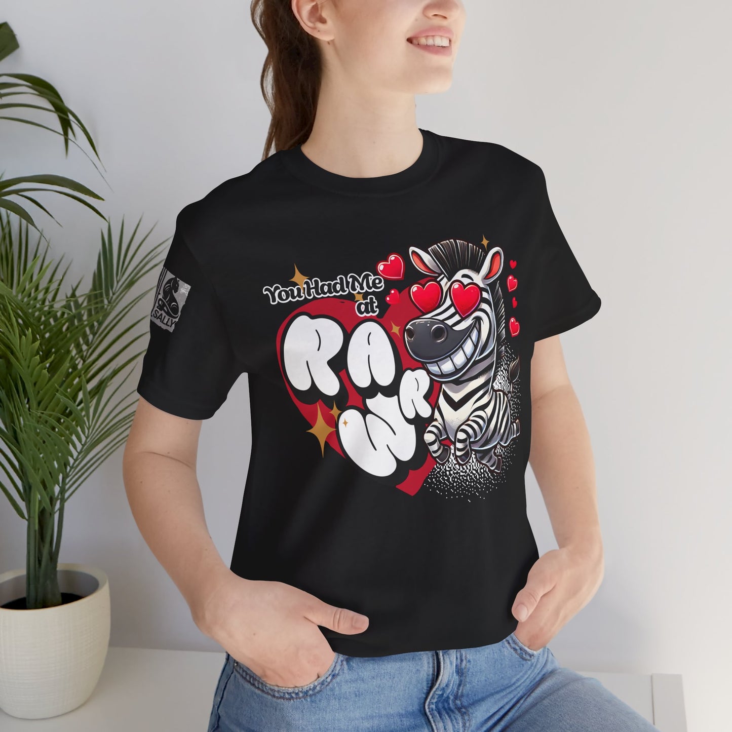 You Had Me at Rawr – Funny Valentine's Day Zebra Black T-Shirt