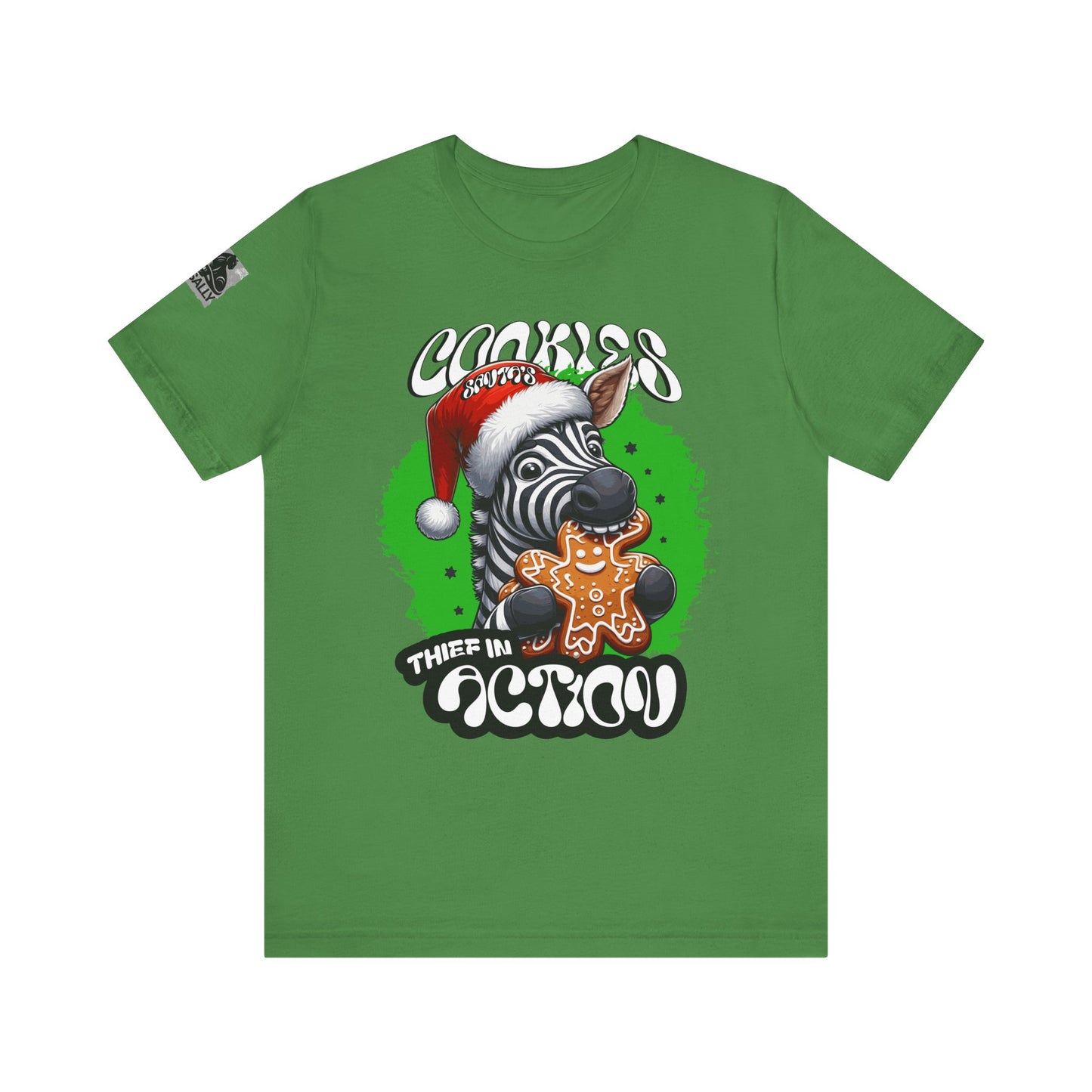 Santa’s Cookie Thief in Action! Green Zebra T-Shirt