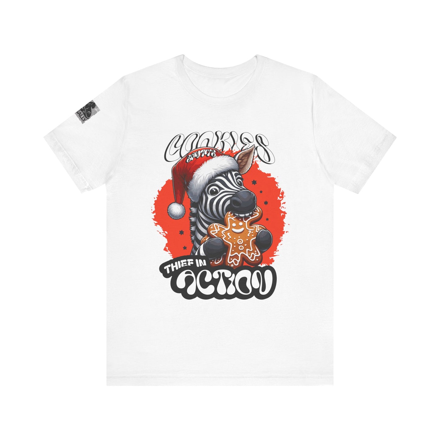 Santa’s Cookie Thief in Action! Red Zebra T-Shirt