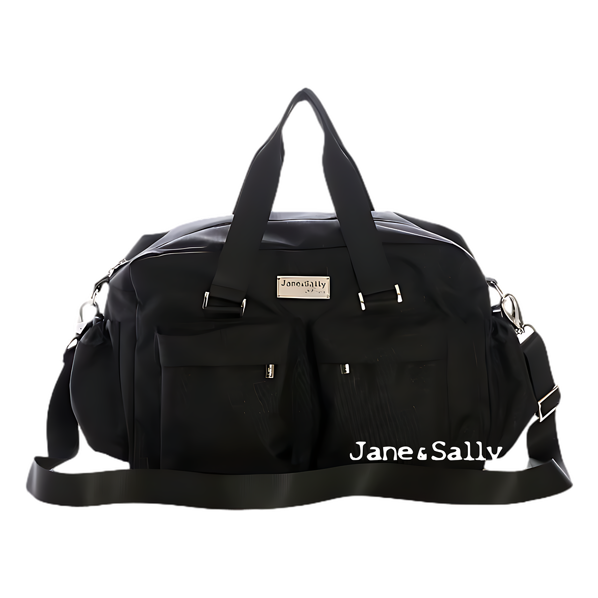 (JaneSally)Minimalist Style Nylon Waterproof Travel Bag Handbag Shoulder Bag With Detachable Strap Cross Body Bag(Black Crocodile)