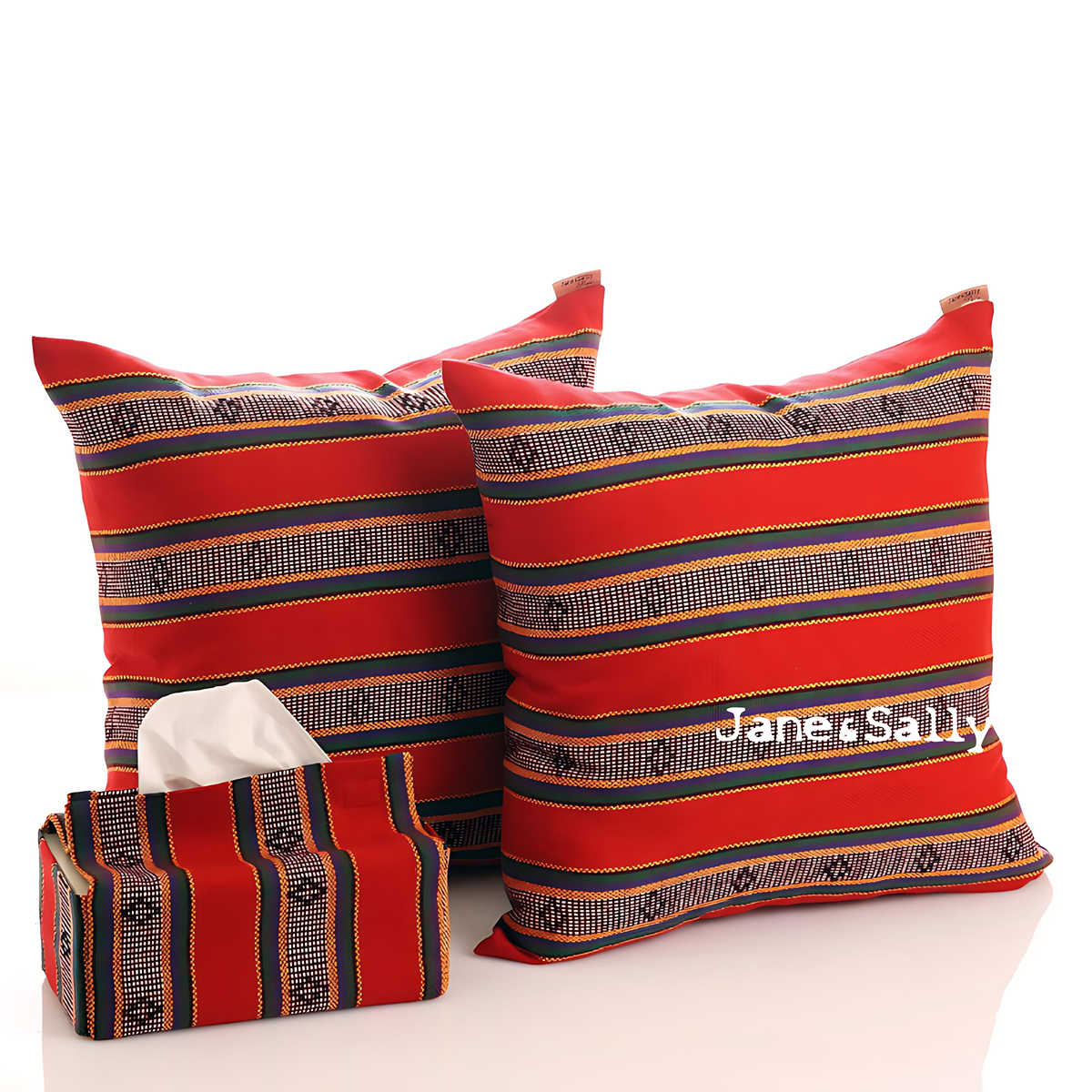 (JaneSally)Knitted Fabric Taiwanese Indigenous Pattern The AMIS Tribe Pattern Tissue Box Cover(Red)