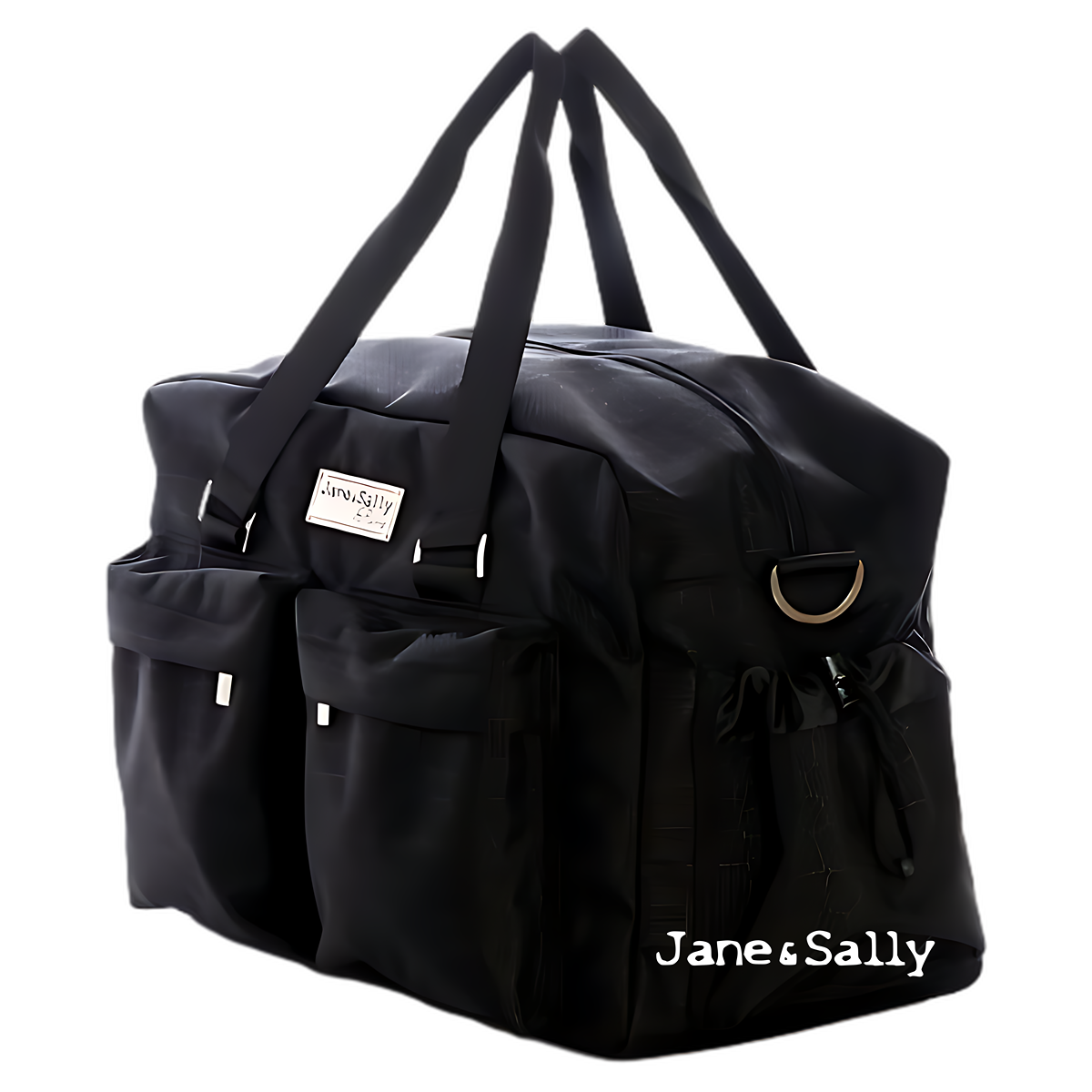 (JaneSally)Minimalist Style Nylon Waterproof Travel Bag Handbag Shoulder Bag With Detachable Strap Cross Body Bag(Black Crocodile)