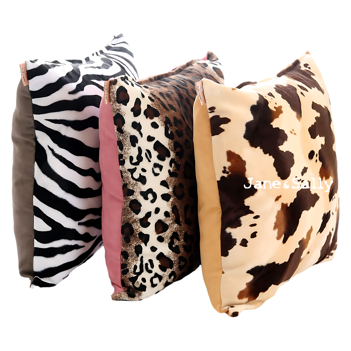 (JaneSally)Suede Patchwork With Polyester Fluff Fabric Double-Side Pillowcase Cushion Cover(Brown Leopard Print)