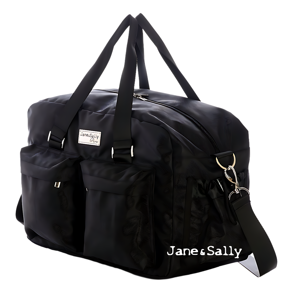 (JaneSally)Minimalist Style Nylon Waterproof Travel Bag Handbag Shoulder Bag With Detachable Strap Cross Body Bag(Black Leopard)