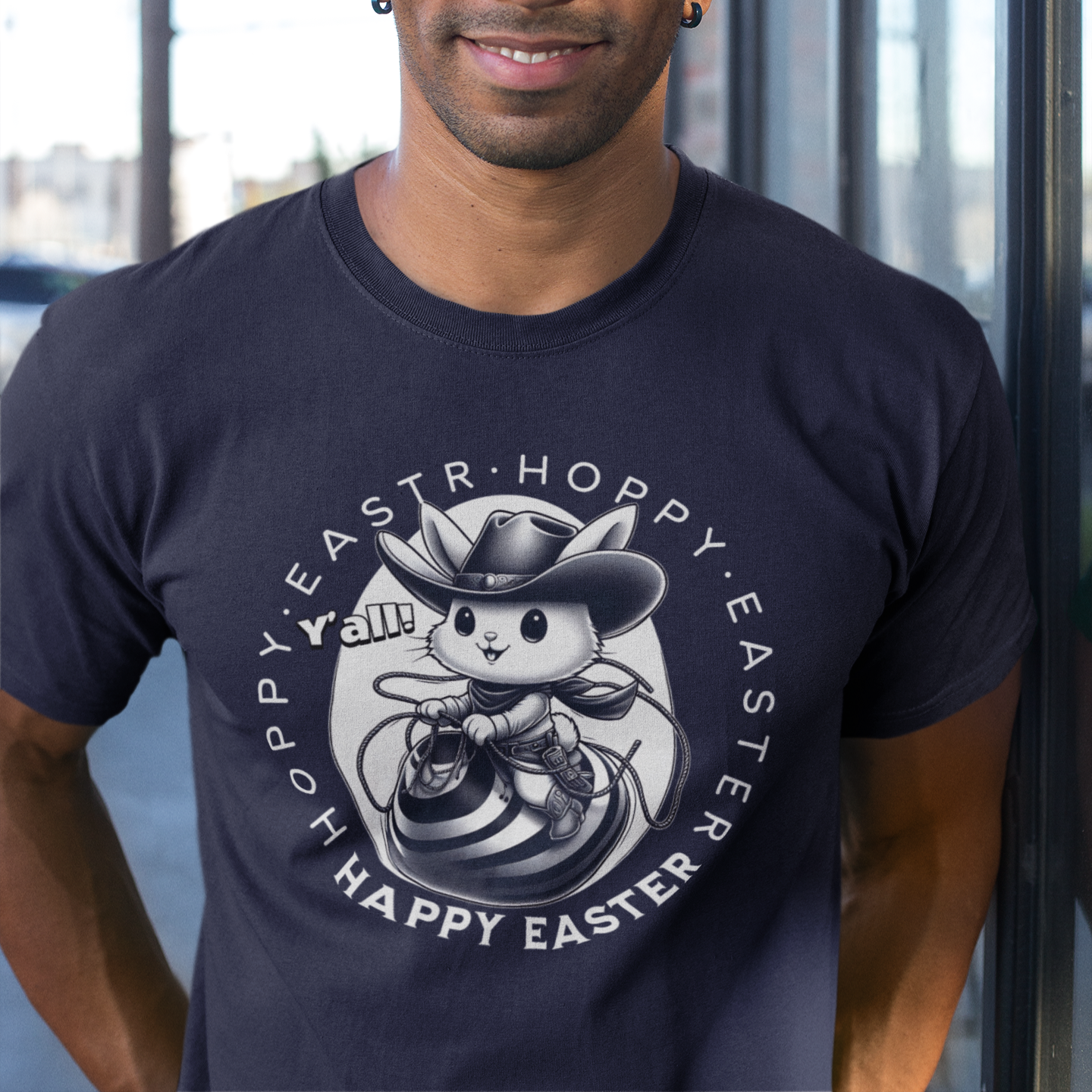 Hoppy Easter, Y’all! Black – Cowboy Bunny Easter T-Shirt