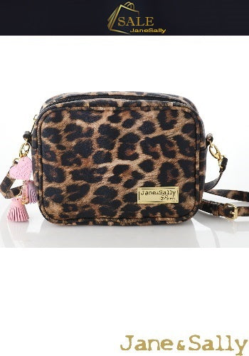 (JaneSally)PU Leather Shoulder Bag Cross-bag Brown Disco Bag(Splendid Leopard)