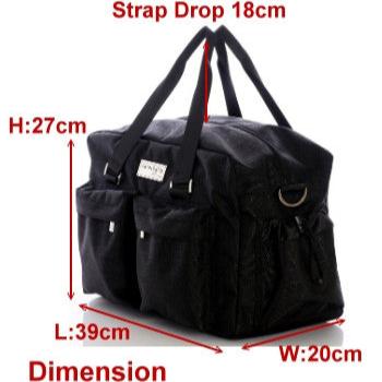 (JaneSally)Minimalist Style Nylon Waterproof Travel Bag Handbag Shoulder Bag With Detachable Strap Cross Body Bag(Black Crocodile)