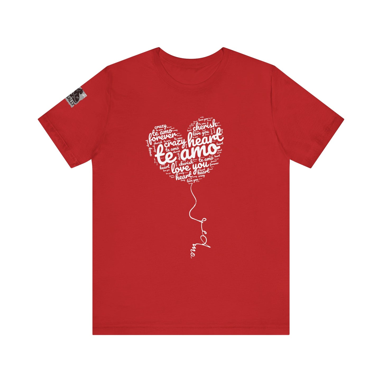 Te Amo Heart Balloon Typography Black T-Shirt