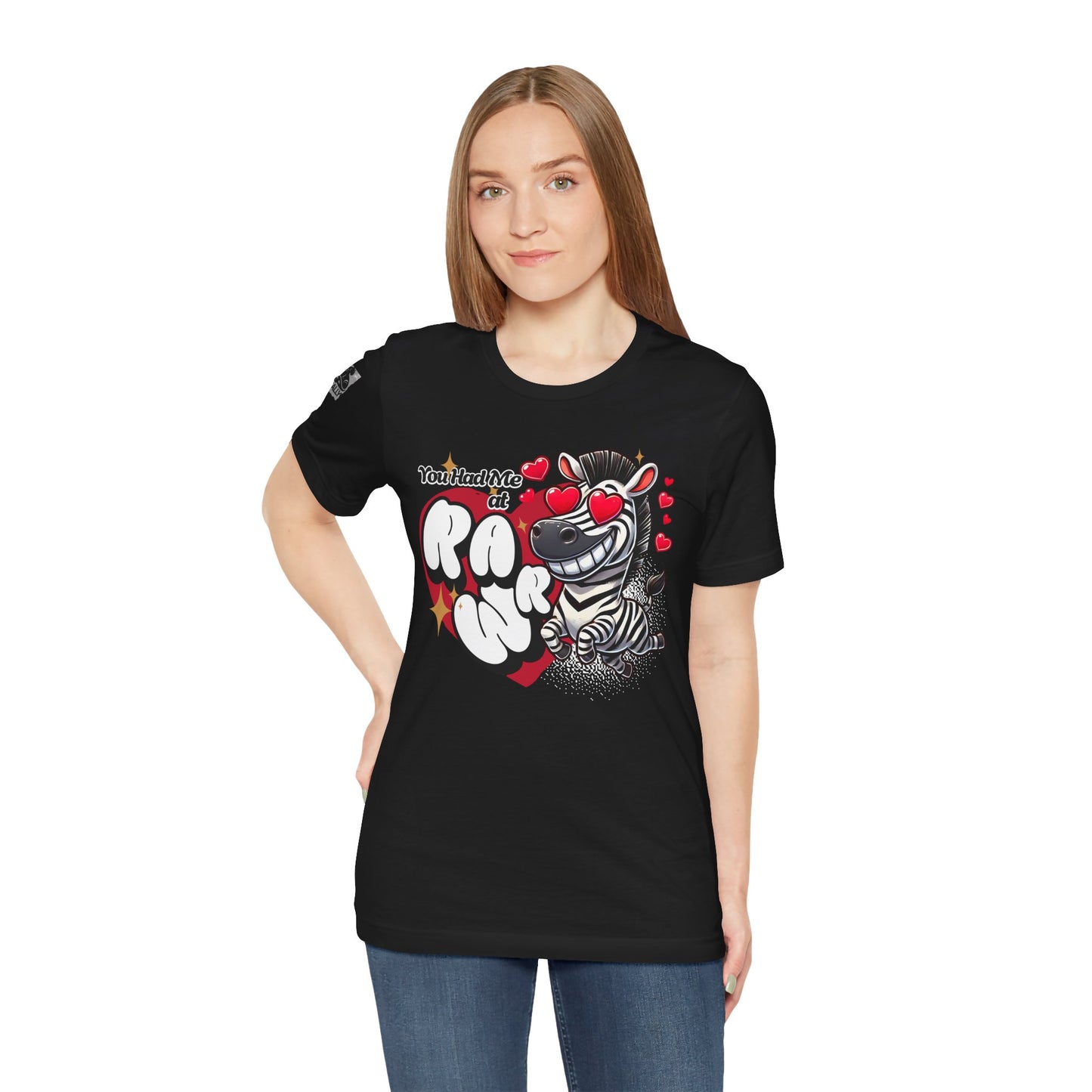 You Had Me at Rawr – Funny Valentine's Day Zebra Black T-Shirt