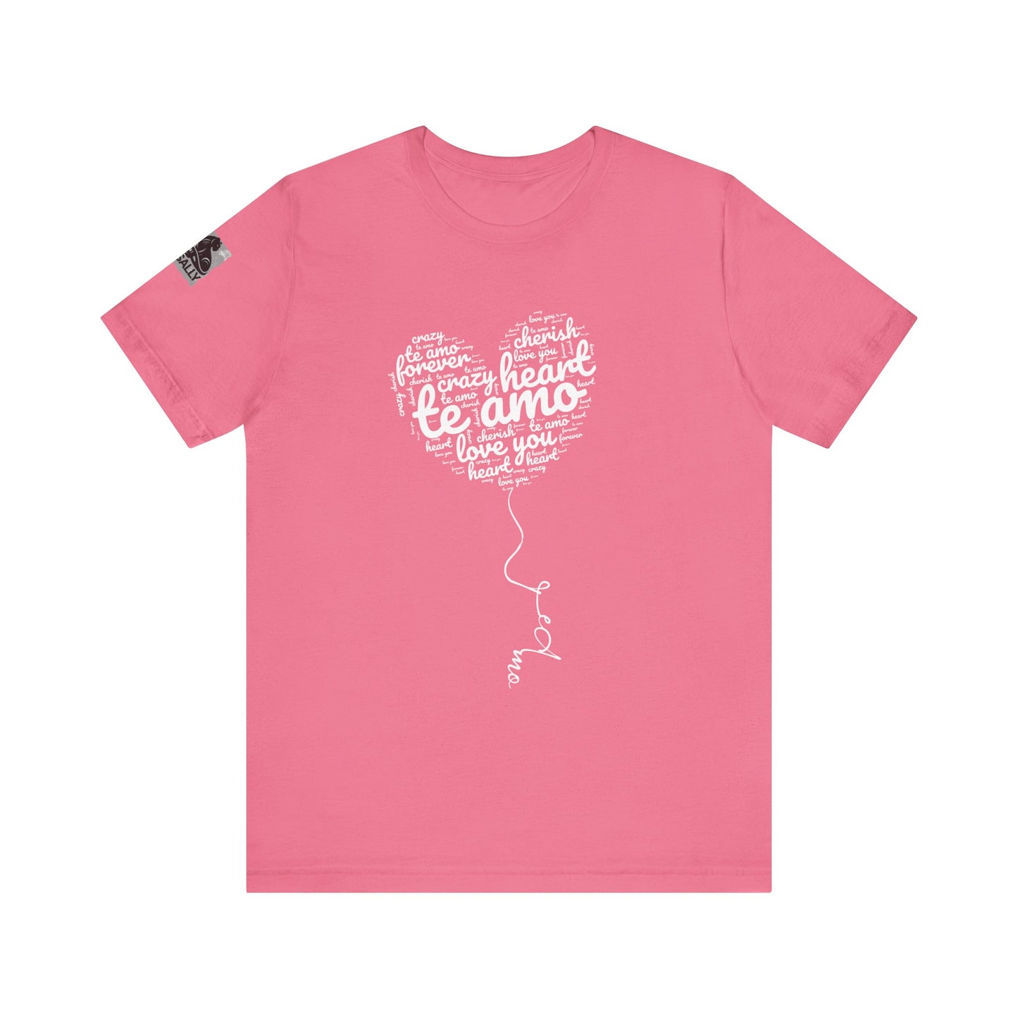 Te Amo Heart Balloon Typography Black T-Shirt