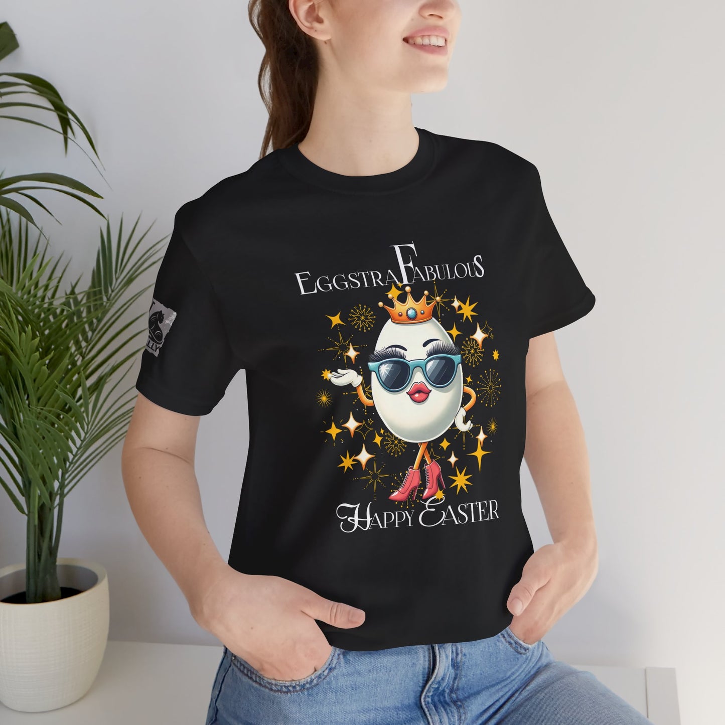 Eggstra Fabulous! Elegant Version Black–Funny Easter Egg T-Shirt