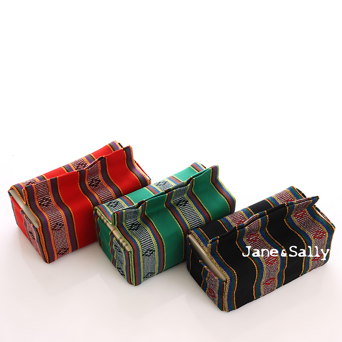 (JaneSally)Knitted Fabric Taiwanese Indigenous Pattern The AMIS Tribe Pattern Tissue Box Cover(Black)