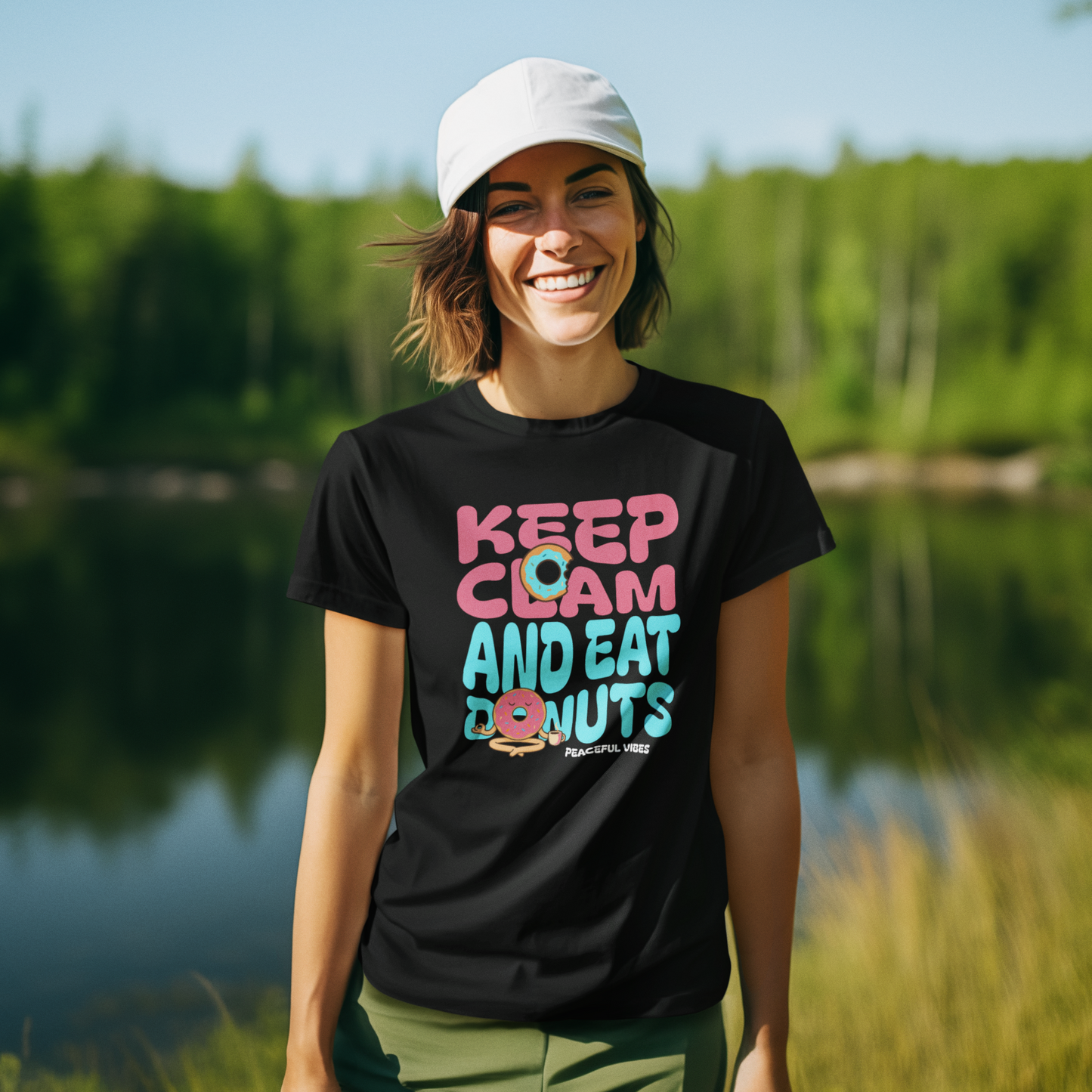 Keep Calm and Eat a Donut Minimalist Donut Zen T-Shirt