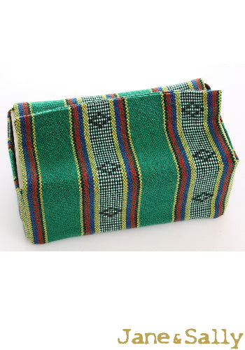 (JaneSally)Knitted Fabric Taiwanese Indigenous Pattern The AMIS Tribe Pattern Tissue Box Cover(Green)