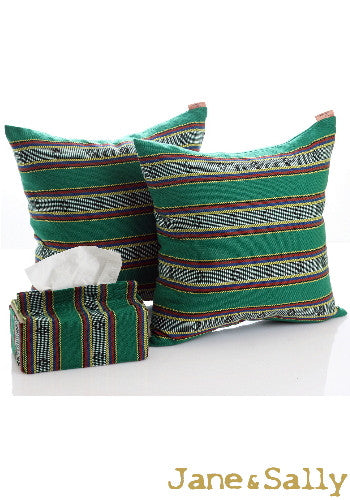 (JaneSally)Knitted Fabric Taiwanese Indigenous Pattern The AMIS Tribe Pattern Tissue Box Cover(Green)