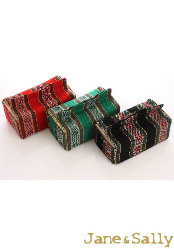 (JaneSally)Knitted Fabric Taiwanese Indigenous Pattern The AMIS Tribe Pattern Tissue Box Cover(Green)