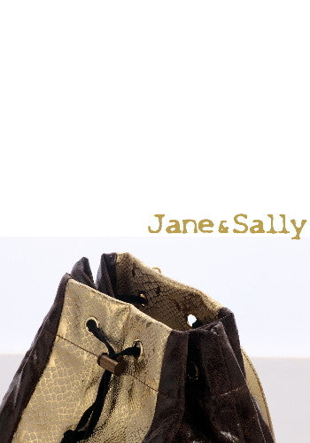 (JaneSally)Patchwork With Two Kinds Of PU Leathers Snakeskin Pattern Backpack Shoulder Bag With Detachable Strap Barrel Bag(Starry Gold)