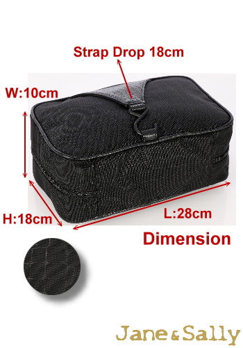 (JaneSally)Patchwork With PU Leather And Nylon Waterproof Toiletry Bag Storage Bag(Black Crocodile)