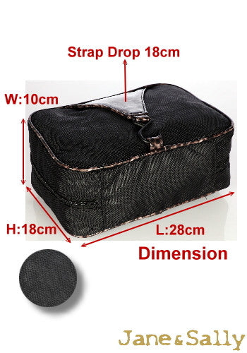 (JaneSally)Patchwork With PU Leather And Nylon Waterproof Toiletry Bag Storage Bag(Black Leopard)
