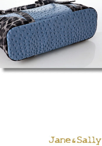 (JaneSally)Animal Print Spliced PU Leather Tote Bag Hand bag(Profound Grey Leopard)