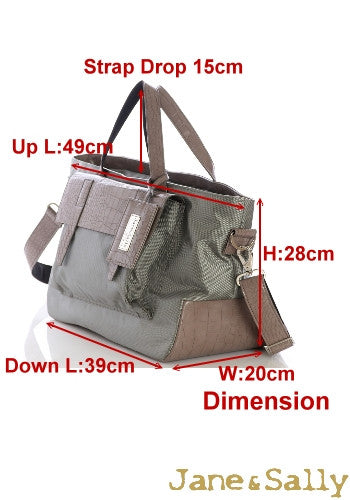 (JaneSally)Patchwork With PU Leather And Nylon Waterproof Travel Bag Handbag Shoulder Bag With Detachable Strap Cross Body Bag(Moss Crocodile)