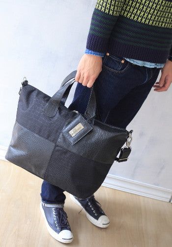 (JaneSally)Lattice Patchwork With PU Leather And Nylon Waterproof Travel Bag Handbag Shoulder Bag With Detachable Strap (Black Crocodile)