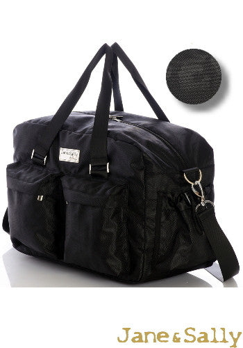 (JaneSally)Minimalist Style Nylon Waterproof Travel Bag Handbag Shoulder Bag With Detachable Strap Cross Body Bag(Black Leopard)
