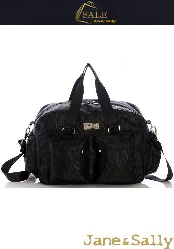 (JaneSally)Minimalist Style Nylon Waterproof Travel Bag Handbag Shoulder Bag With Detachable Strap Cross Body Bag(Black Leopard)