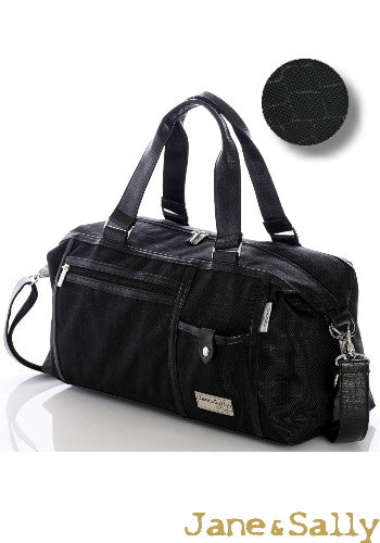 (JaneSally)Nylon Decoration With PU Leather Waterproof Travel Bag Handbag Shoulder Bag With Detachable Strap Cross Body Bag(Black Crocodile)