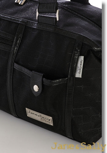 (JaneSally)Nylon Decoration With PU Leather Waterproof Travel Bag Handbag Shoulder Bag With Detachable Strap Cross Body Bag(Black Crocodile)