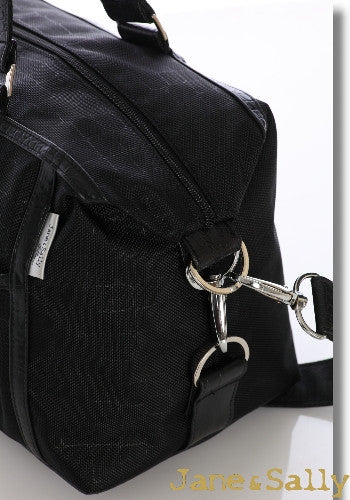 (JaneSally)Nylon Decoration With PU Leather Waterproof Travel Bag Handbag Shoulder Bag With Detachable Strap Cross Body Bag(Black Crocodile)