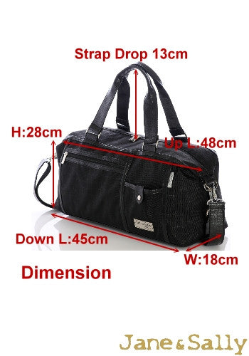 (JaneSally)Nylon Decoration With PU Leather Waterproof Travel Bag Handbag Shoulder Bag With Detachable Strap Cross Body Bag(Black Crocodile)