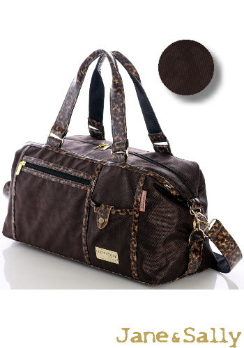 (JaneSally)Nylon Decoration With PU Leather Waterproof Travel Bag Handbag Shoulder Bag With Detachable Strap Cross Body Bag(Brown Leopard)