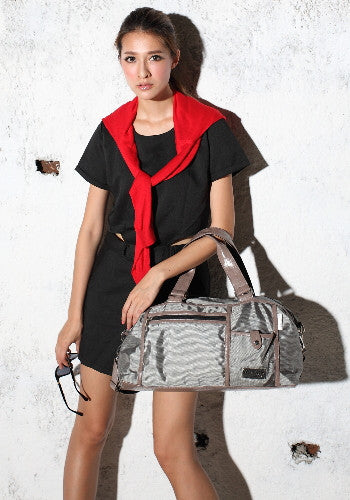 (JaneSally)Nylon Decoration With PU Leather Waterproof Travel Bag Handbag Shoulder Bag With Detachable Strap Cross Body Bag(Moss Crocodile)