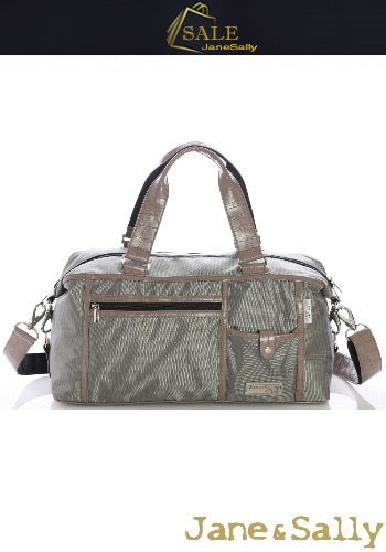 (JaneSally)Nylon Decoration With PU Leather Waterproof Travel Bag Handbag Shoulder Bag With Detachable Strap Cross Body Bag(Moss Crocodile)