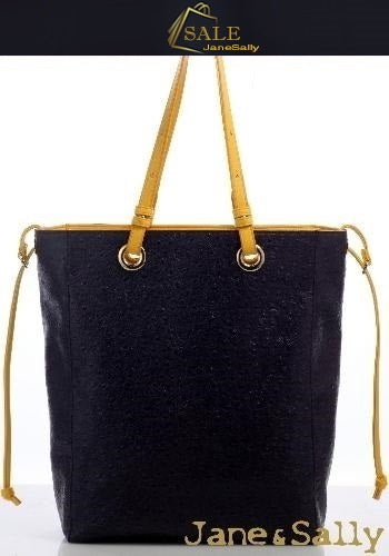 (JaneSally)Plain PU Leather Double-sided Tote Bag Adjustable handle Shoulder Bag Shopping Bag (Ostrich purple with yellow color)