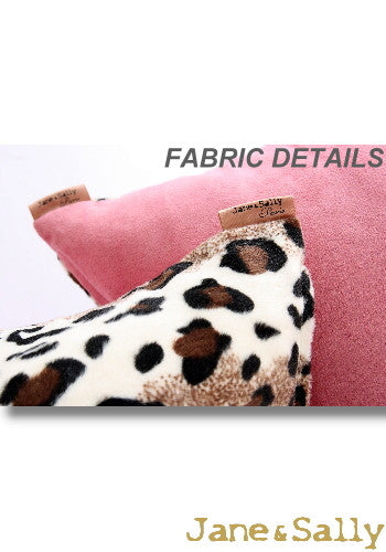 (JaneSally)Suede Patchwork With Polyester Fluff Fabric Double-Side Pillowcase Cushion Cover(Brown Leopard Print)