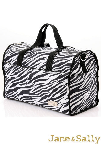 (JaneSally)LOHAS Zebra Pattern Nylon Waterproof Travel Bag Luggage Bag Weekend Bag Shoulder Bag With Detachable Strap Cross Body Bag