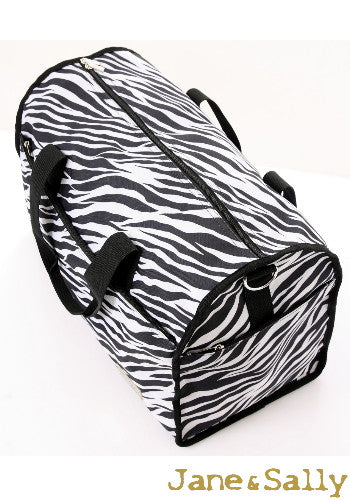 (JaneSally)LOHAS Zebra Pattern Nylon Waterproof Travel Bag Luggage Bag Weekend Bag Shoulder Bag With Detachable Strap Cross Body Bag