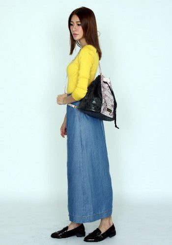 (JaneSally)Patchwork With Two Kinds Of PU Leathers Snakeskin Pattern Backpack Shoulder Bag With Detachable Strap Barrel Bag(Bright Pink)