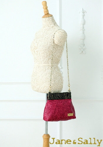 (JaneSally)Patchwork With Lace And Zebra Pattern Clutch Bag Evening Bag Shoulder Bag With Detachable Strap Cross Body Bag(Zebra Pink)