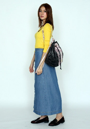 (JaneSally)Patchwork With Two Kinds Of PU Leathers Snakeskin Pattern Backpack Shoulder Bag With Detachable Strap Barrel Bag(Bright Pink)