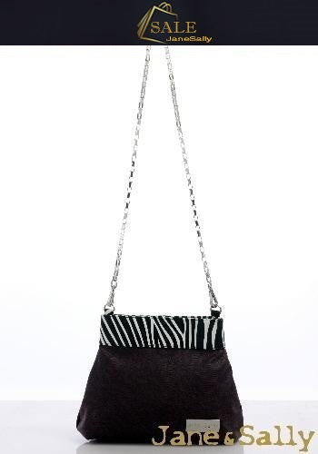 (JaneSally)Patchwork With Lace And Zebra Pattern Clutch Bag Evening Bag Shoulder Bag With Detachable Strap Cross Body Bag(Zebra Purple)