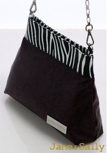(JaneSally)Patchwork With Lace And Zebra Pattern Clutch Bag Evening Bag Shoulder Bag With Detachable Strap Cross Body Bag(Zebra Purple)