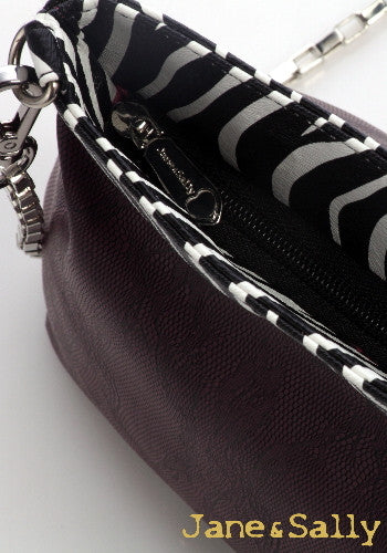 (JaneSally)Patchwork With Lace And Zebra Pattern Clutch Bag Evening Bag Shoulder Bag With Detachable Strap Cross Body Bag(Zebra Purple)