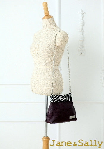(JaneSally)Patchwork With Lace And Zebra Pattern Clutch Bag Evening Bag Shoulder Bag With Detachable Strap Cross Body Bag(Zebra Purple)