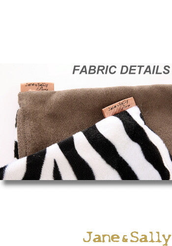 (JaneSally)Suede Patchwork With Polyester Fluff Fabric Double-Side Pillowcase Cushion Cover(Zebra Pattern)