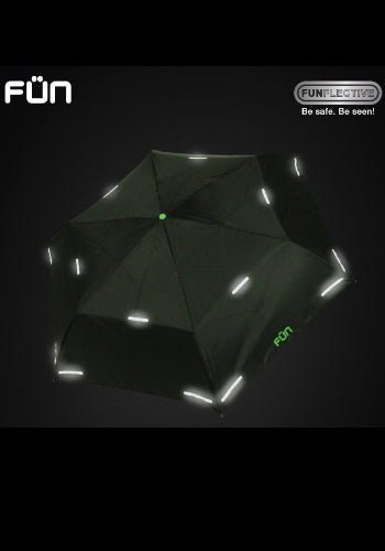 FUNBRELLA Lightweight Umbrella Anti-water umbrella with Reflective strip Folding umbrella Designer brand umbrella(Black)